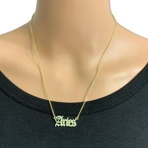 Aries Zodiac Sign Gold-Tone Pendant Necklace